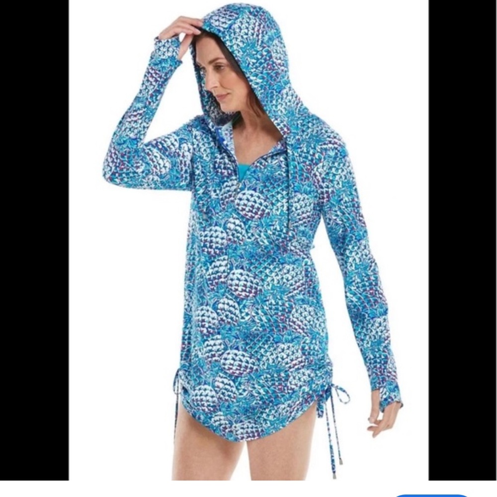 Coolibar Wailea Zip Up Swim Cover Up Long Sleeve Hood